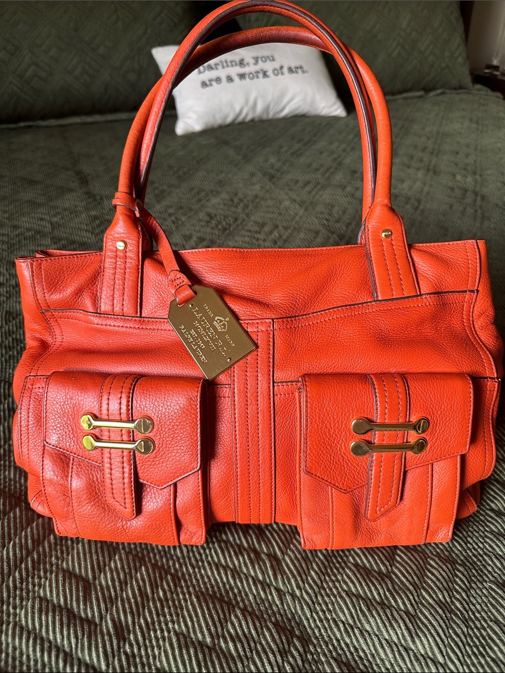 Ralph Lauren orange leather bag